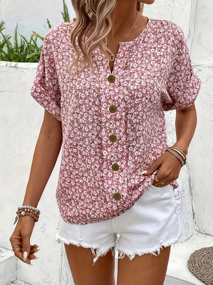 Tessa - Elegant Floral Button Blouse