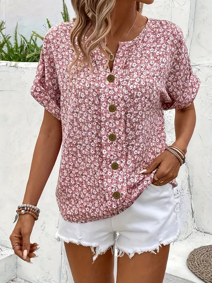 Tessa - Elegant Floral Button Blouse