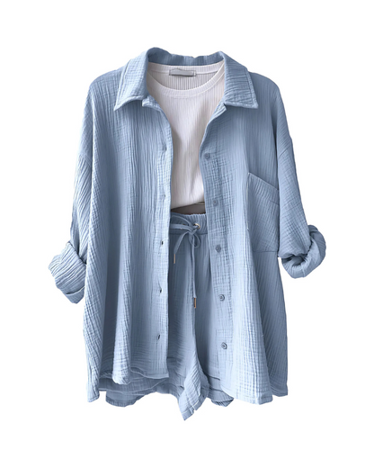 Tessa – Cotton Textured Shorts Set