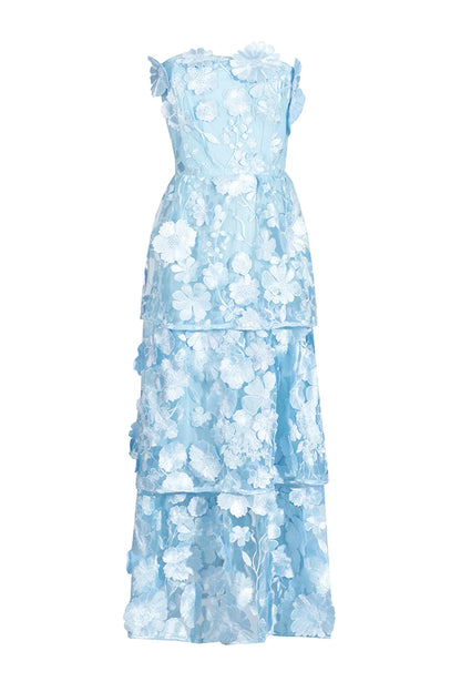 Amara – 3D Floral Strapless Dress