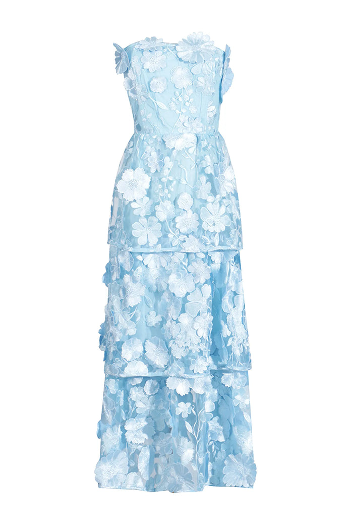 Amara – 3D Floral Strapless Dress