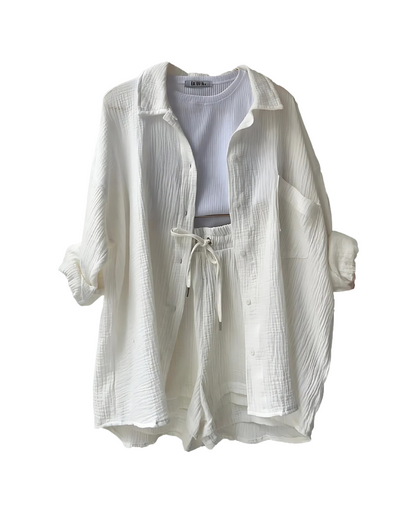 Tessa – Cotton Textured Shorts Set