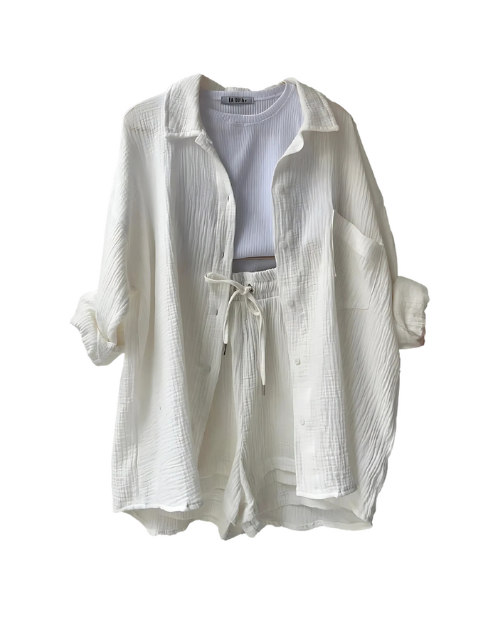 Tessa – Cotton Textured Shorts Set