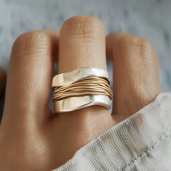 RENA™ - Silver Golden Threads Ring