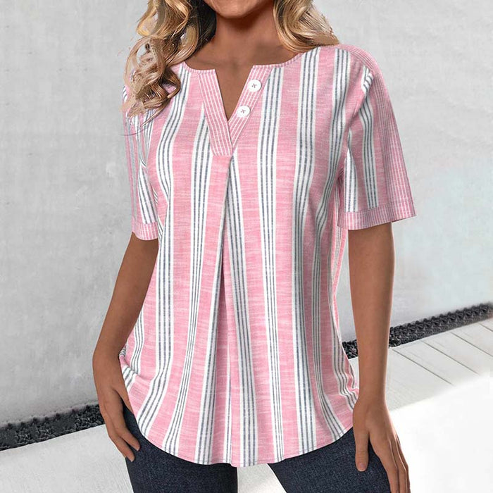 Amaris – Striped Button Blouse