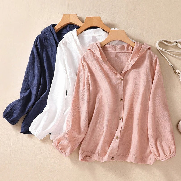 Livia – Linen Hooded Shirt