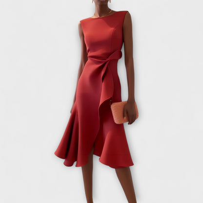 Renée – Draped Asymmetric Midi Dress