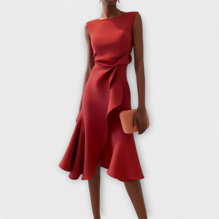 Renée – Draped Asymmetric Midi Dress