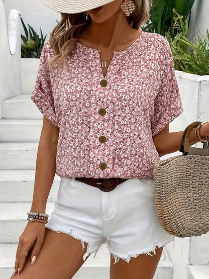 Tessa - Elegant Floral Button Blouse
