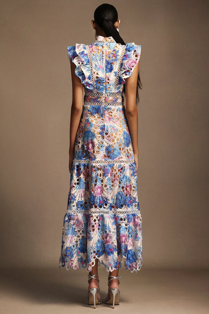 Bianca – Embroidered Lace Midi Dress