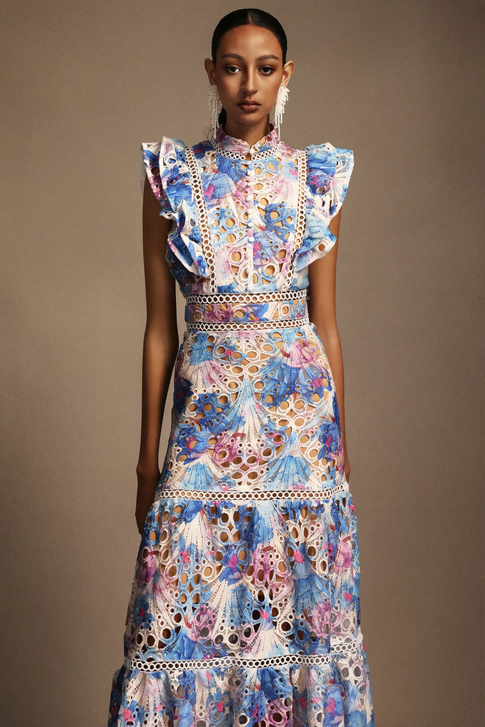 Bianca – Embroidered Lace Midi Dress