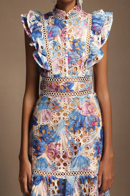 Bianca – Embroidered Lace Midi Dress