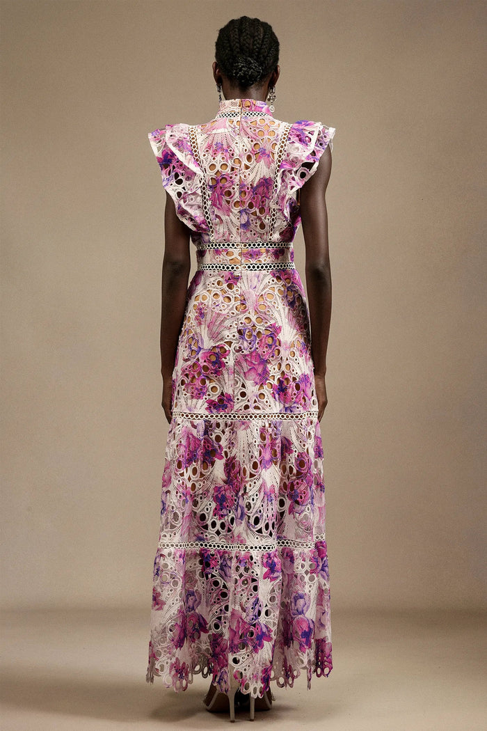 Bianca – Embroidered Lace Midi Dress