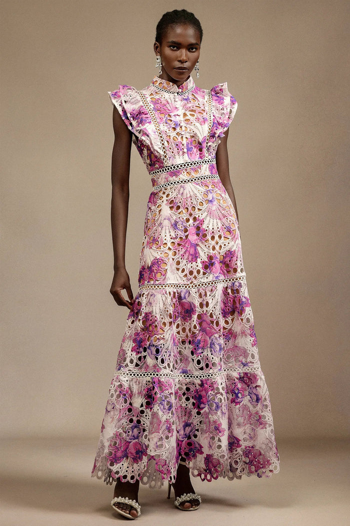 Bianca – Embroidered Lace Midi Dress