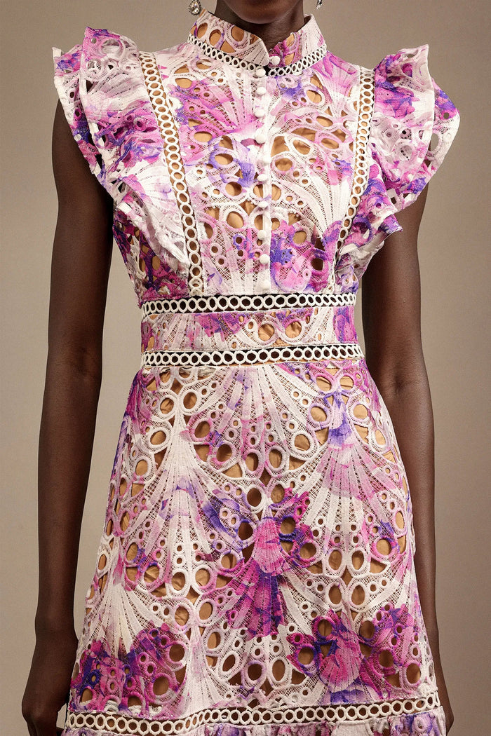 Bianca – Embroidered Lace Midi Dress