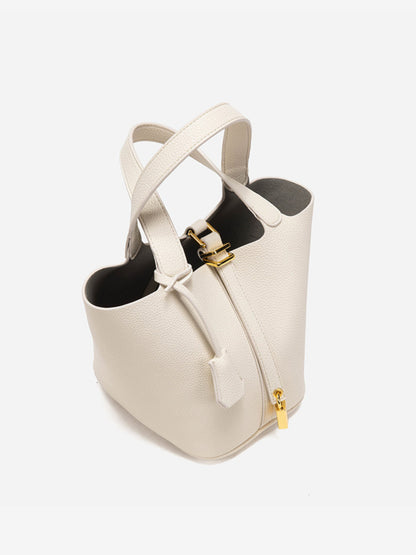 Glaiza | Sleek Gold-Lock Bucket Bag
