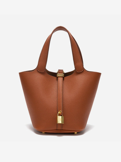 Glaiza | Sleek Gold-Lock Bucket Bag