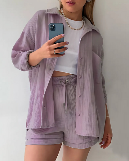 Tessa – Cotton Textured Shorts Set