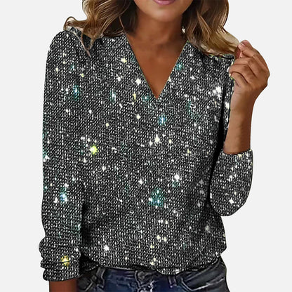 Celeste – Sparkle V-Neck Blouse