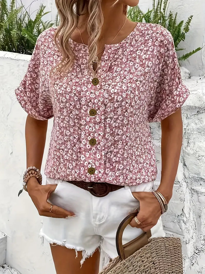 Tessa - Elegant Floral Button Blouse