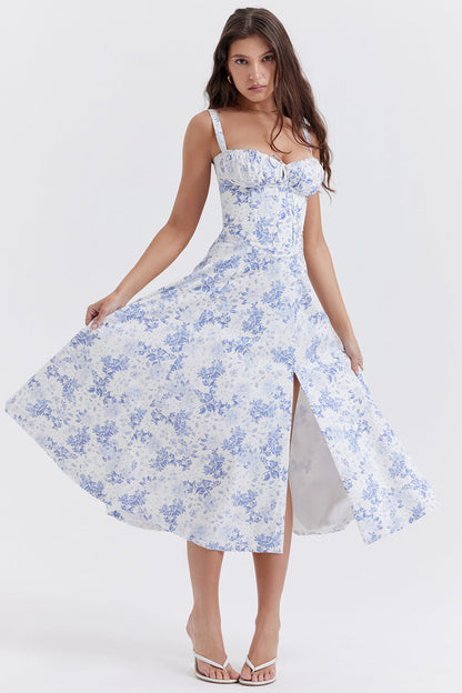 Vivienne – Floral Bustier Midi Dress