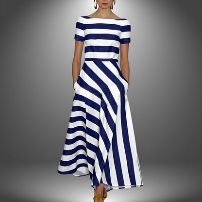 Noemi - Monochrome Striped Midi Dress