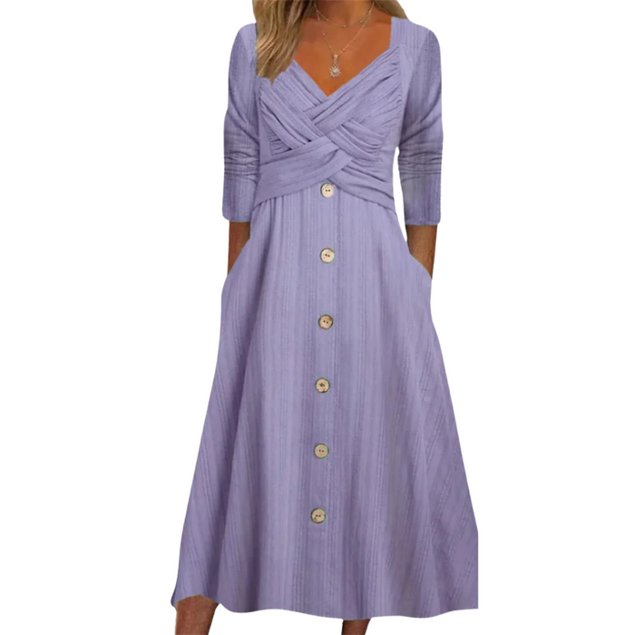 Amelie - Elegant Criss-Cross Midi Dress