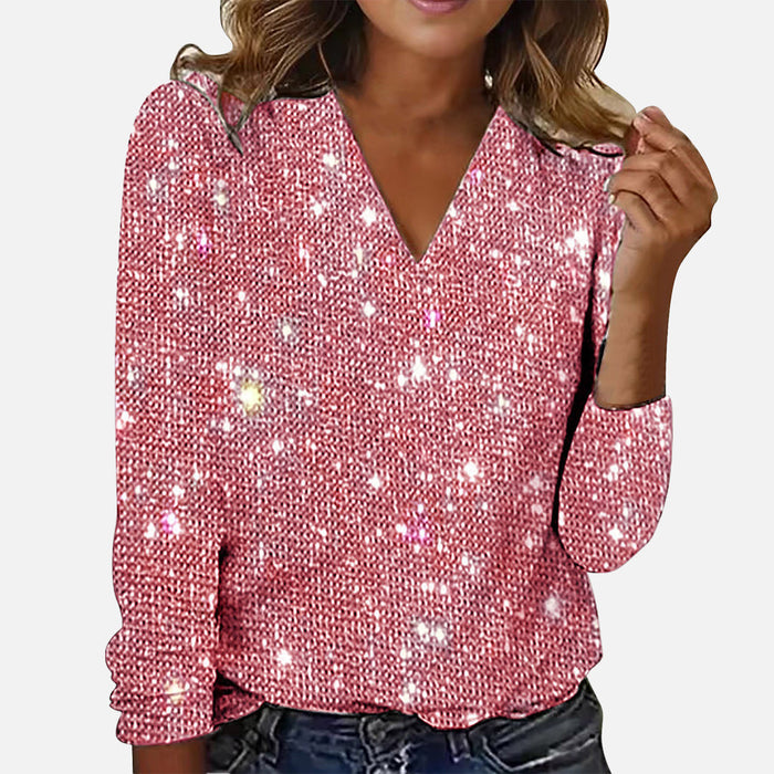 Celeste – Sparkle V-Neck Blouse
