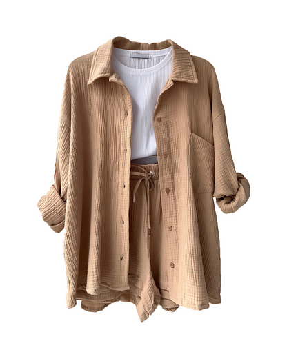 Tessa – Cotton Textured Shorts Set