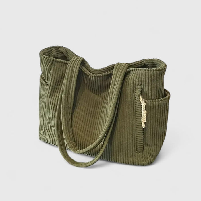 Sue – Corduroy Handbag with Drawstring Detail