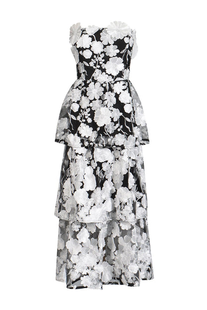 Amara – 3D Floral Strapless Dress