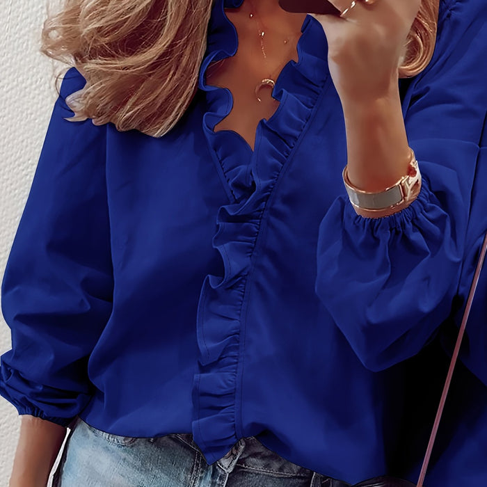 Lucille - Ruffled V-Neck Blouse