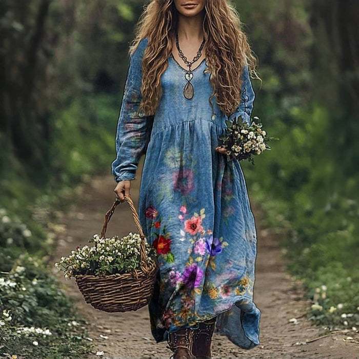 Freya – Vintage Floral Midi Dress