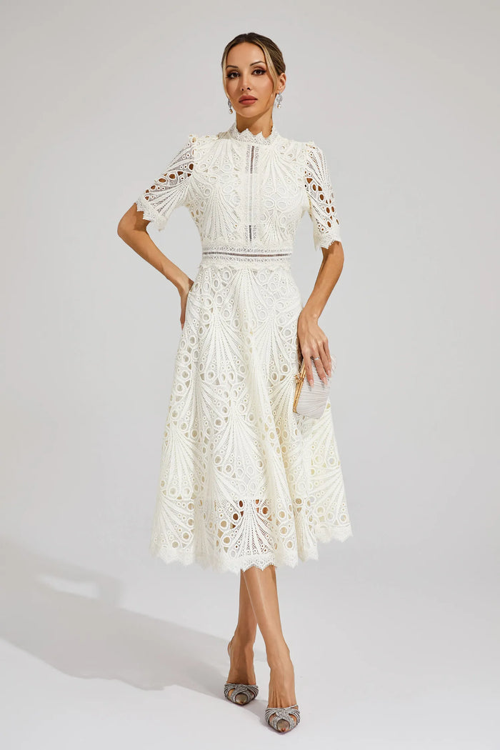 Vivienne – Lace Cut-Out Midi Dress
