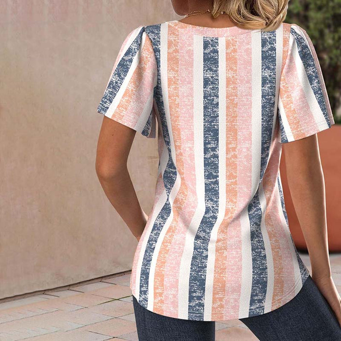 Elara – Square Neck Striped Blouse