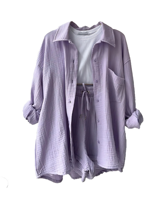 Tessa – Cotton Textured Shorts Set