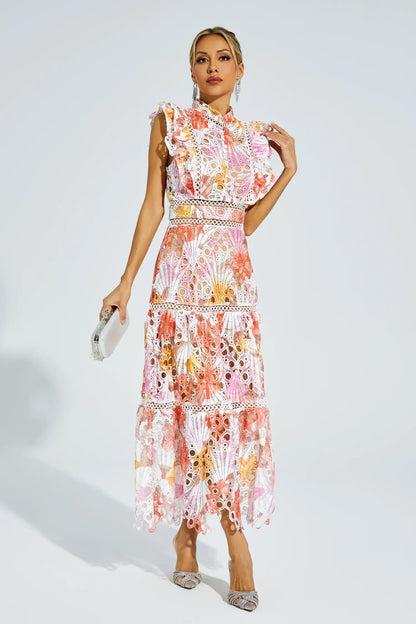 Bianca – Embroidered Lace Midi Dress