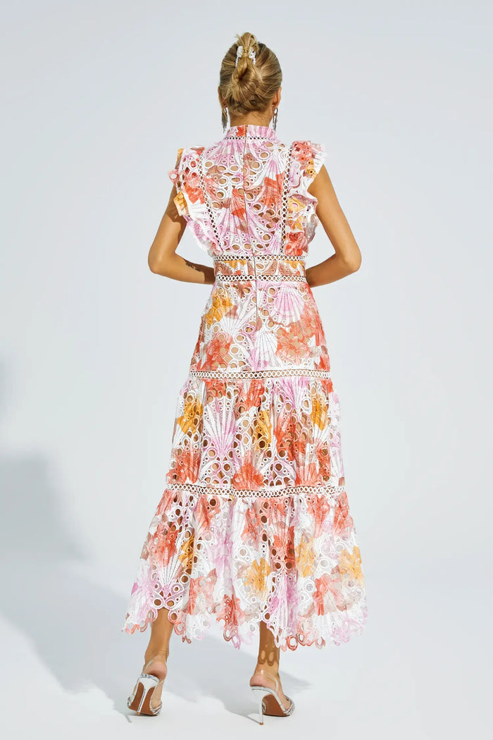 Bianca – Embroidered Lace Midi Dress