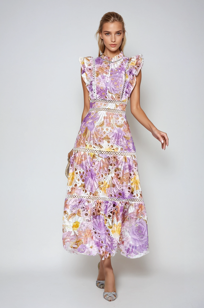 Bianca – Embroidered Lace Midi Dress