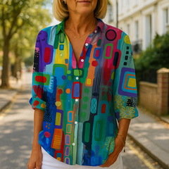 Iris – Modern Art Print Blouse