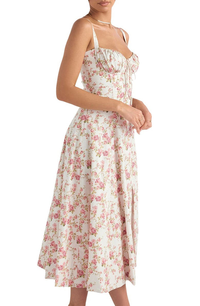 Vivienne – Floral Bustier Midi Dress