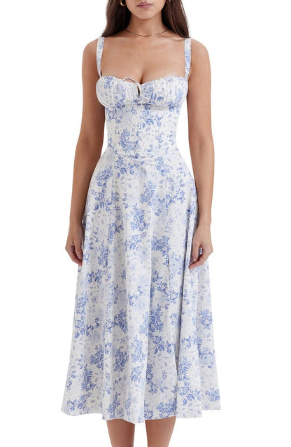 Vivienne – Floral Bustier Midi Dress