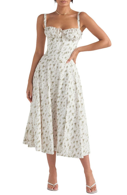 Vivienne – Floral Bustier Midi Dress