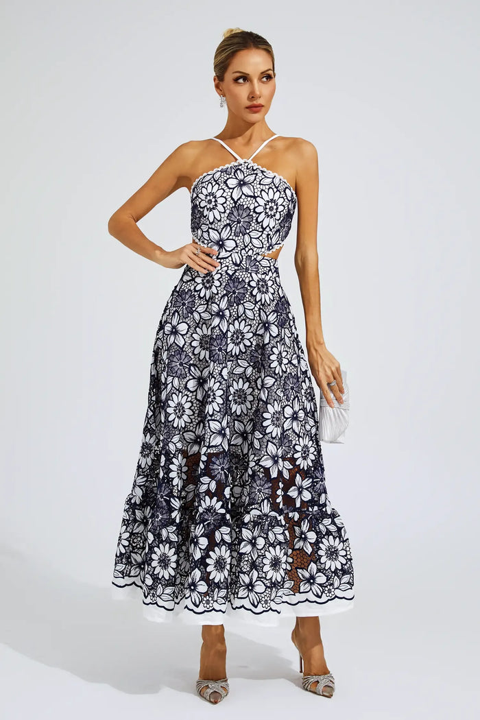 Daria – Lace Halter Midi Dress