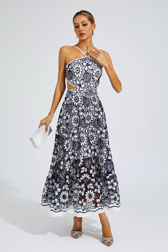 Daria – Lace Halter Midi Dress