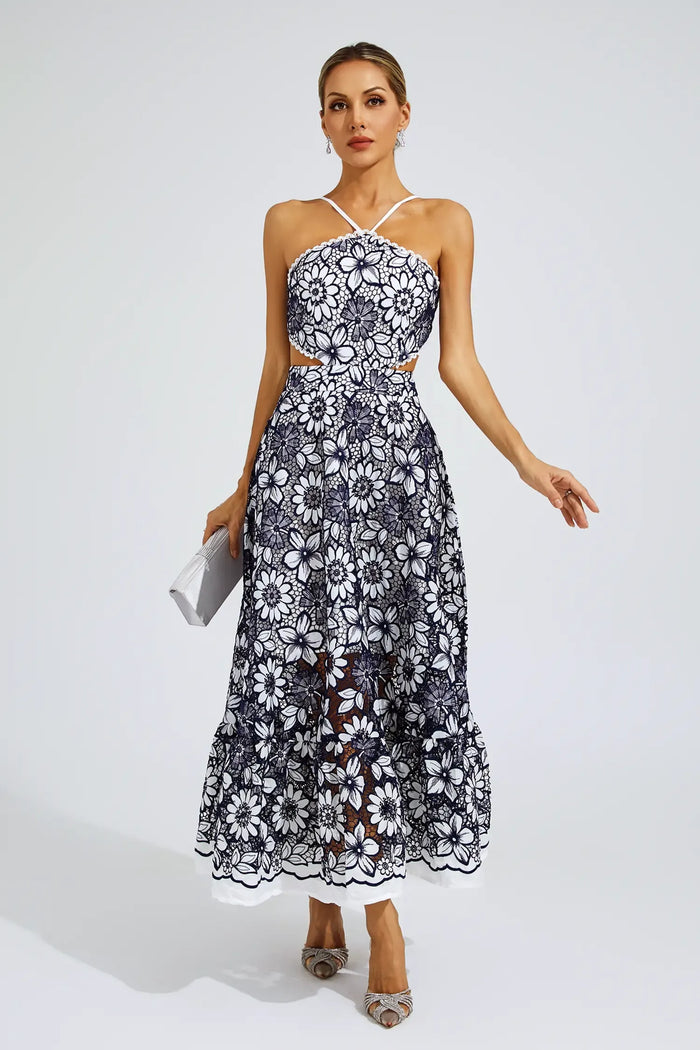 Daria – Lace Halter Midi Dress