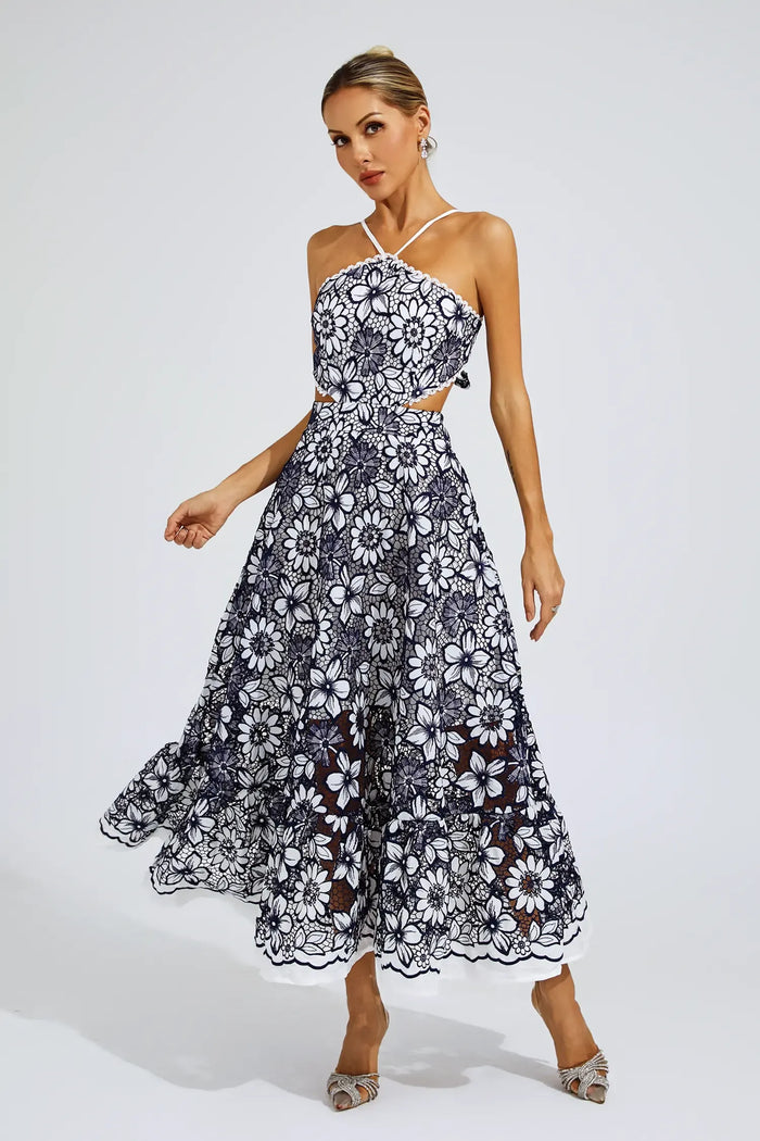 Daria – Lace Halter Midi Dress