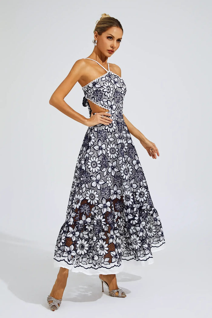 Daria – Lace Halter Midi Dress