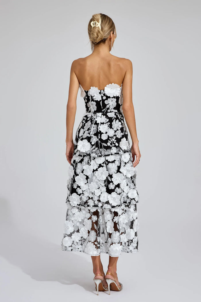 Amara – 3D Floral Strapless Dress