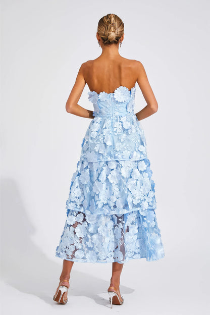 Amara – 3D Floral Strapless Dress